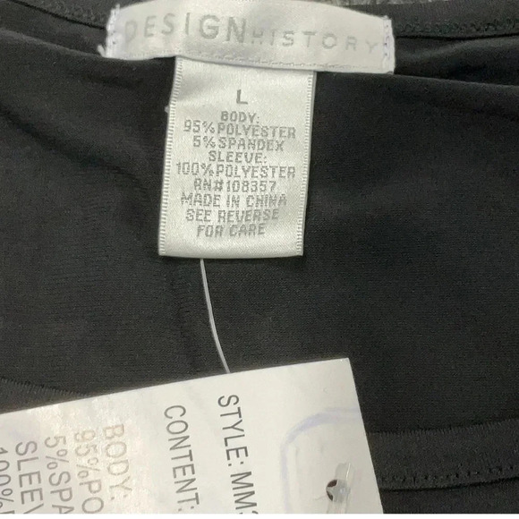 Design History Black Floral Sheer Organza Puff Sleeve Blouse Top Size Large NWT - Picture 6 of 7